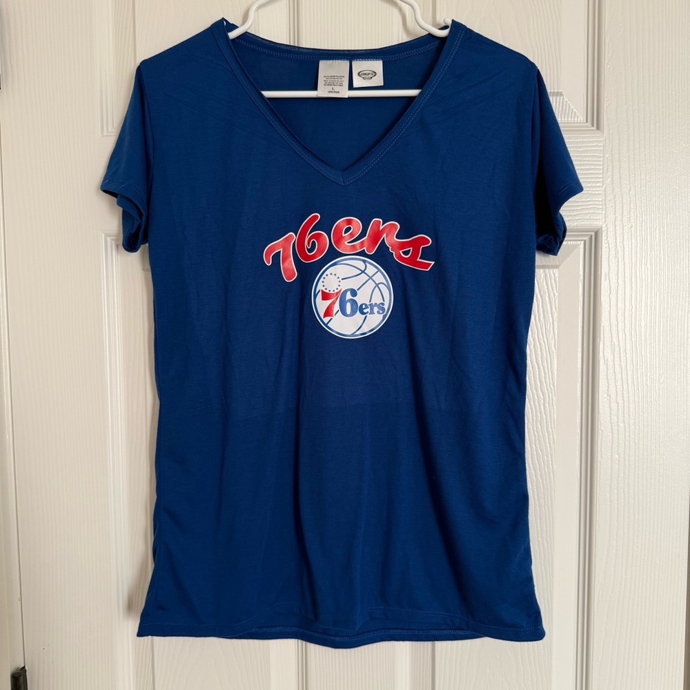 Blue Philly Sixers V-Neck T-Shirt